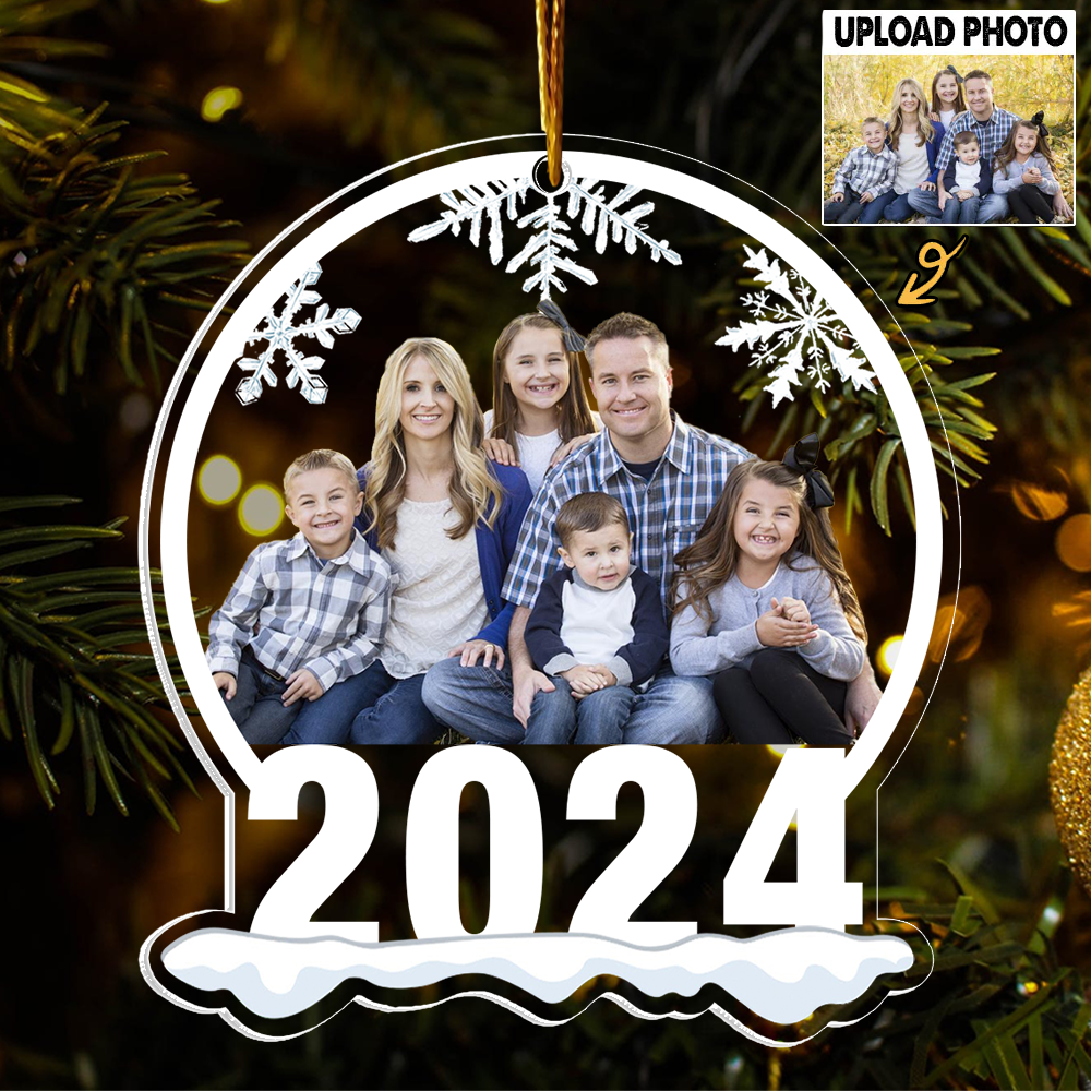 Family 2024 Christmas Personalized Snow Globe Shaped Acrylic Ornament