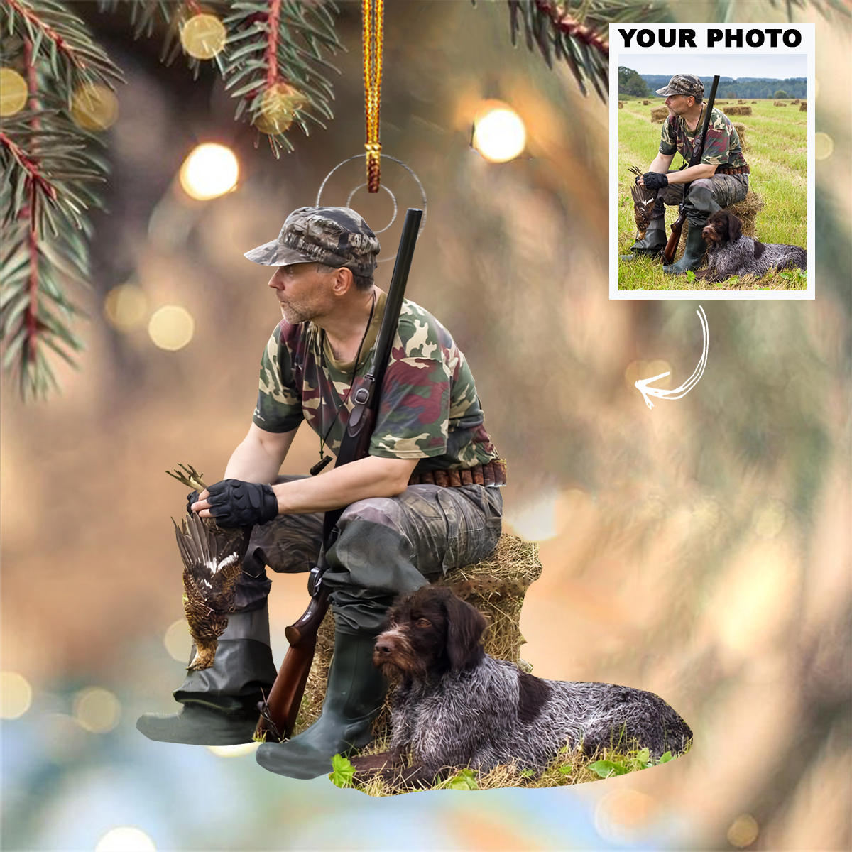 Custom Photo Bird Hunting - Personalized Master Hunter Photo Ornament - Customized Your Photo Ornament - Christmas Gift For Hunting Lovers, Bird Hunters
