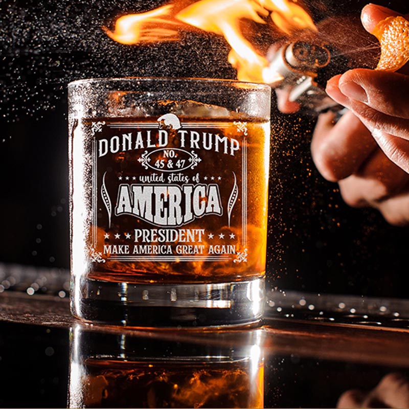 Donald Trump 45 & 47 Whiskey Glass