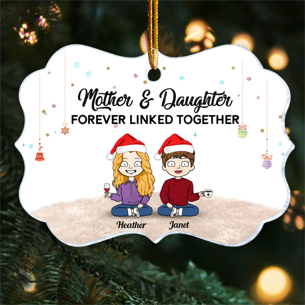 Mother & Daughters Forever Linked Together Personalized Ornament Gift For Mother Daughter