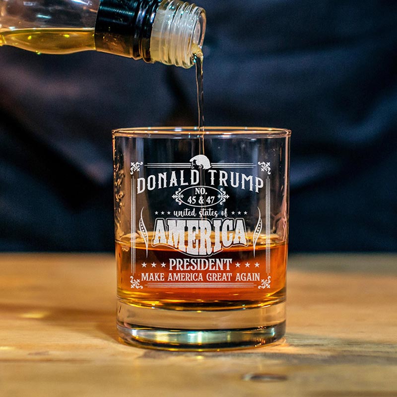 Donald Trump 45 & 47 Whiskey Glass