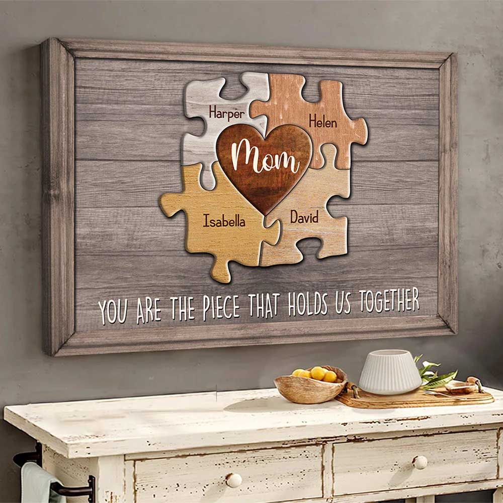 Puzzle Canvas Mom You Are The Piece That Holds Us Together Personalized Canvas Gift For Mother Grandma