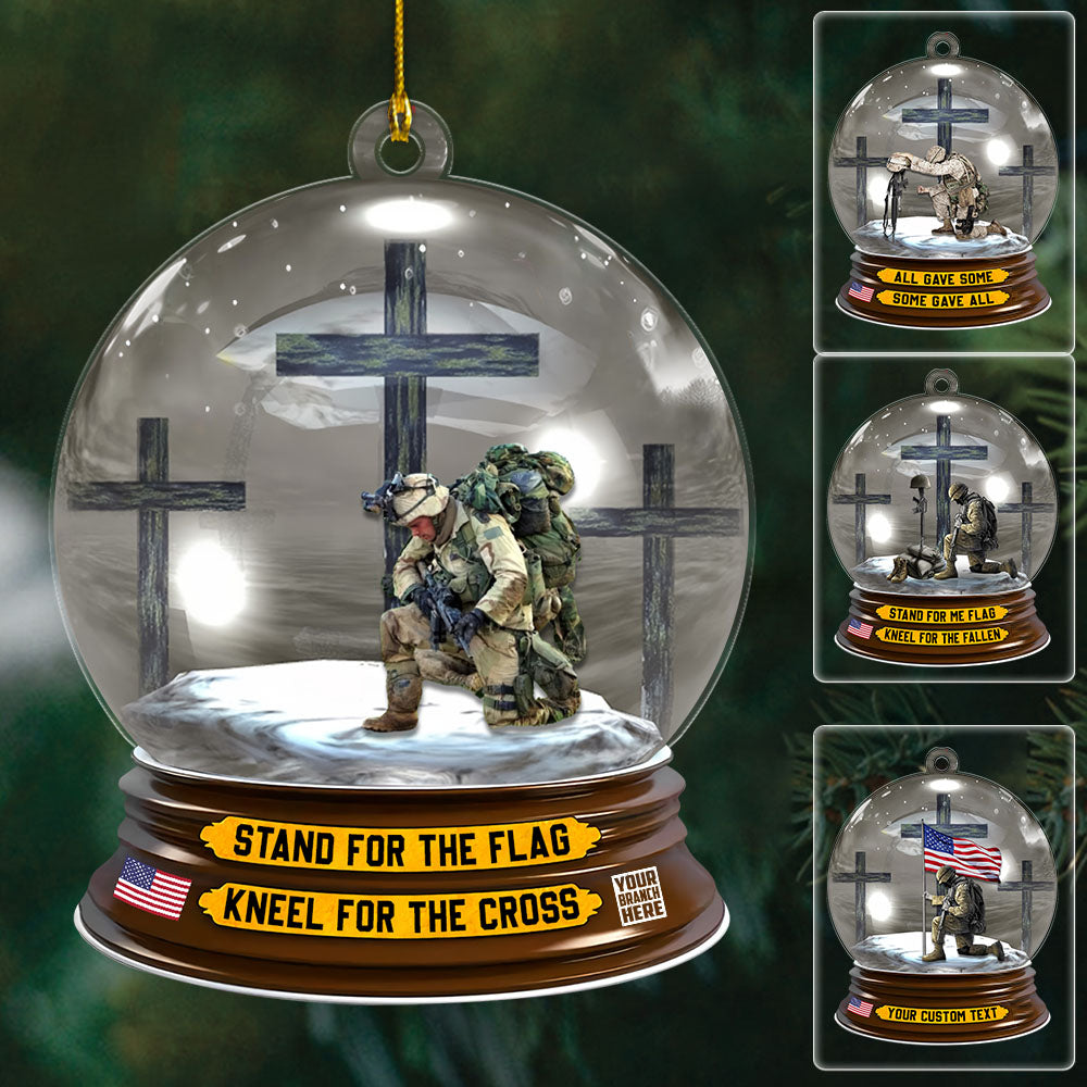 U.S. Veteran American Veteran Knee Croos Christmas Ornament Custom With Branch K1702