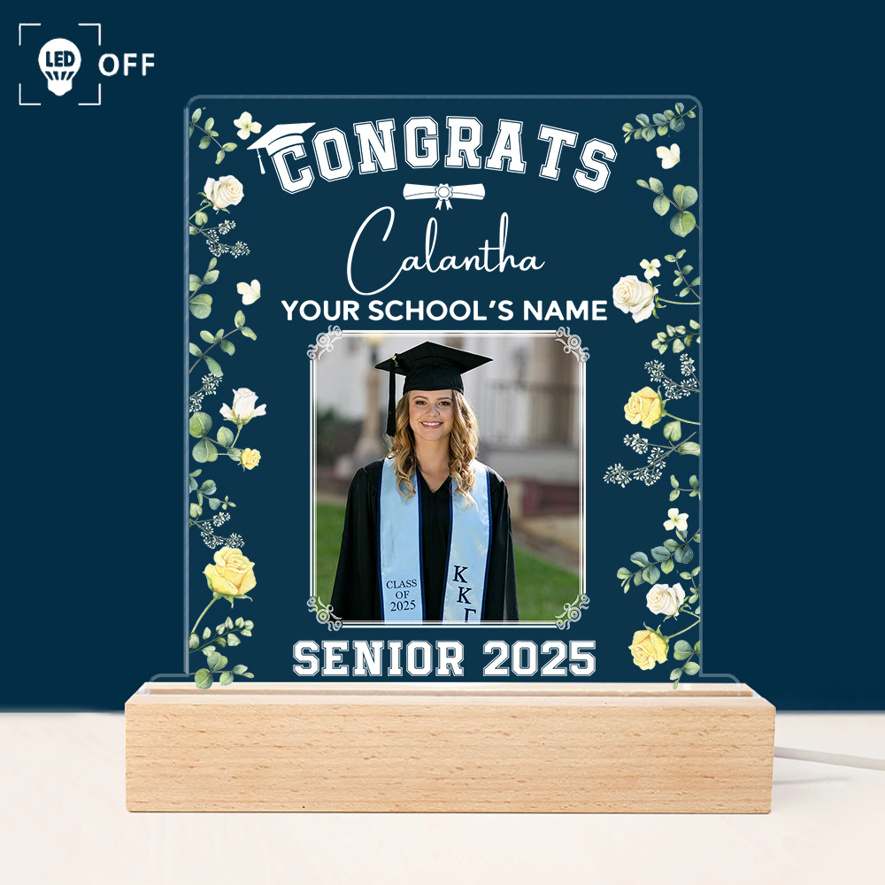 Personalized Graduation 3D Led Light Wooden Base Class of 2025 Senior Gift K1702