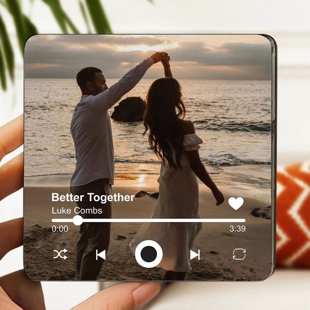 Personalized Music Fridge Magnet - Custom Photo Magnets With Your Text - Christmas Gift for Him & Her