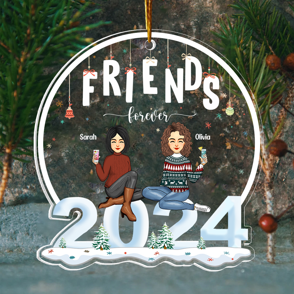 2024 Ornament Friends Forever - Personalized 2024 Shaped Acrylic Ornament