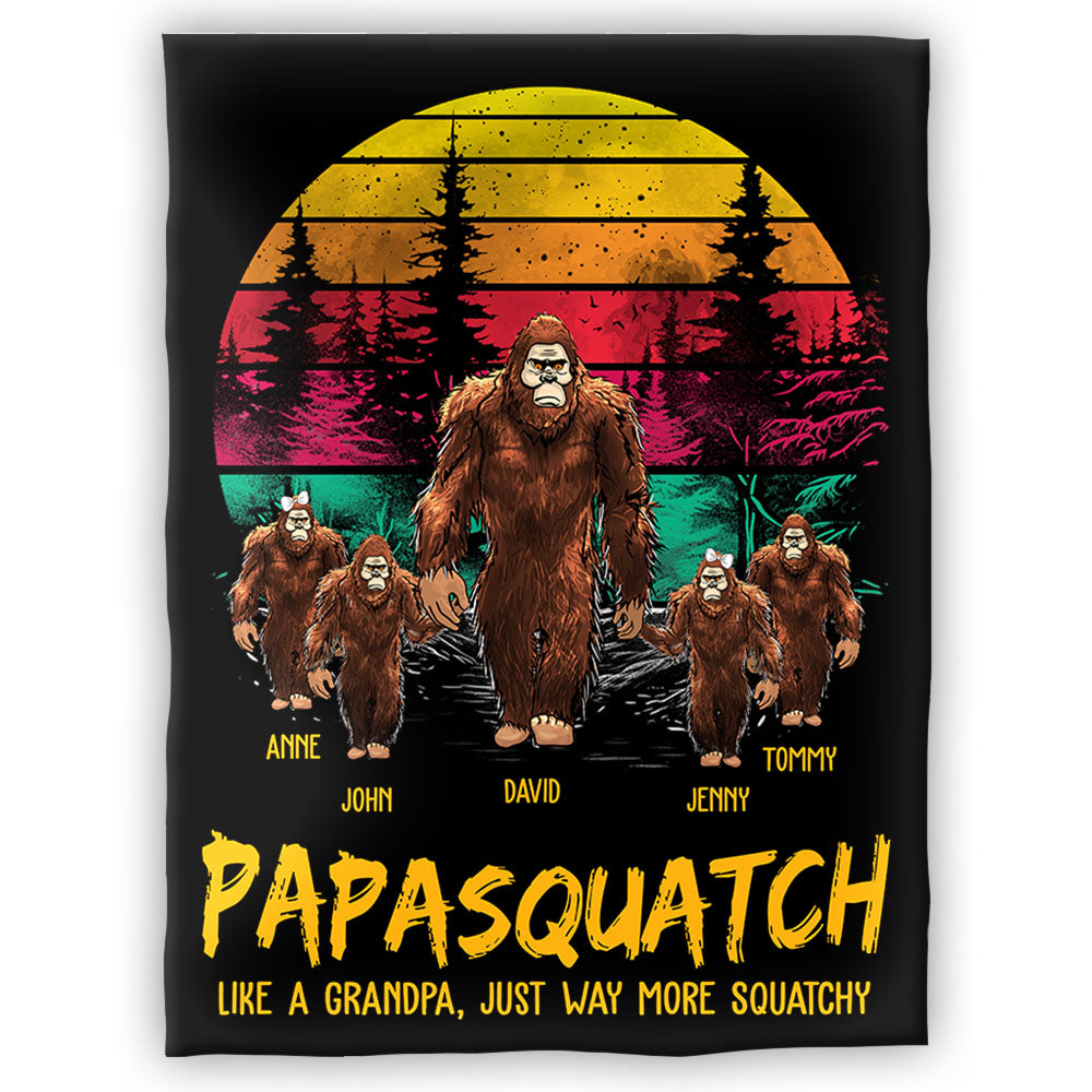 Papasquatch, Like A Grandpa, Just Way More Squatchy - Personalized Vintage Blanket