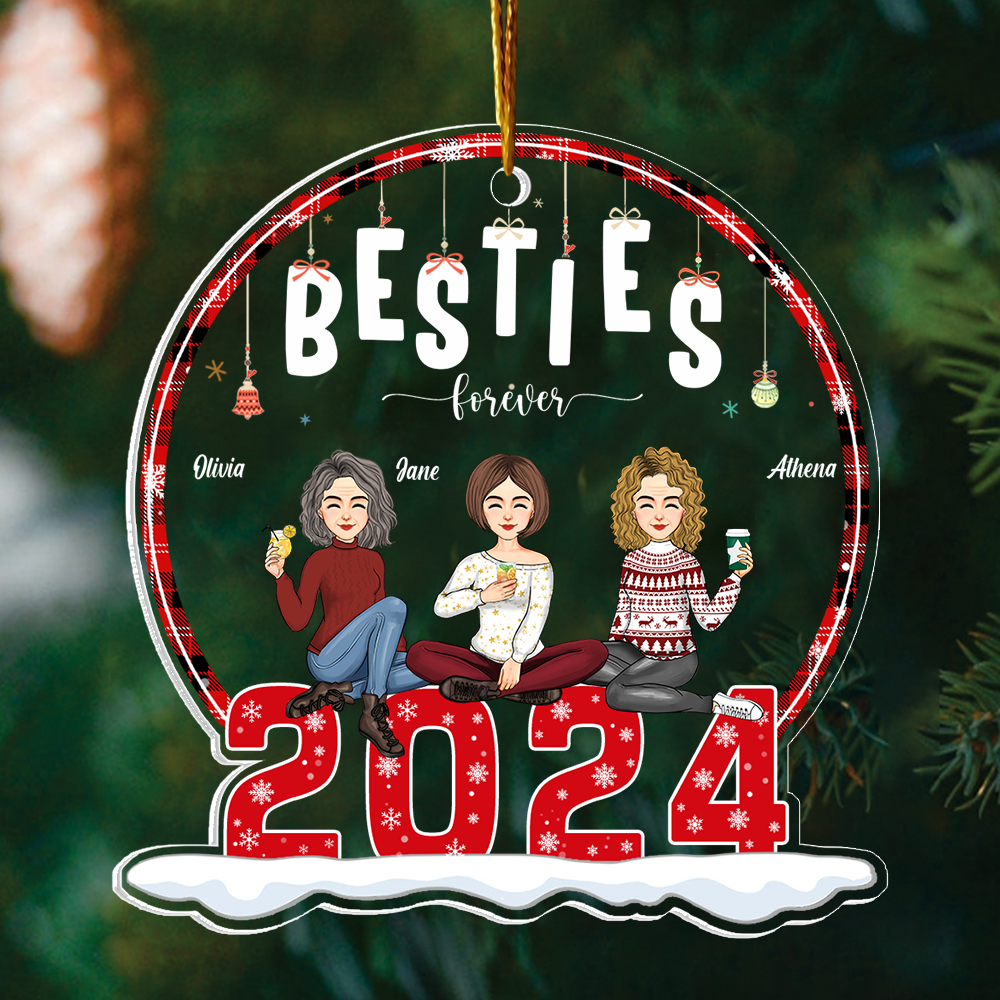 Besties Forever Personalized 2024 Acrylic Ornament