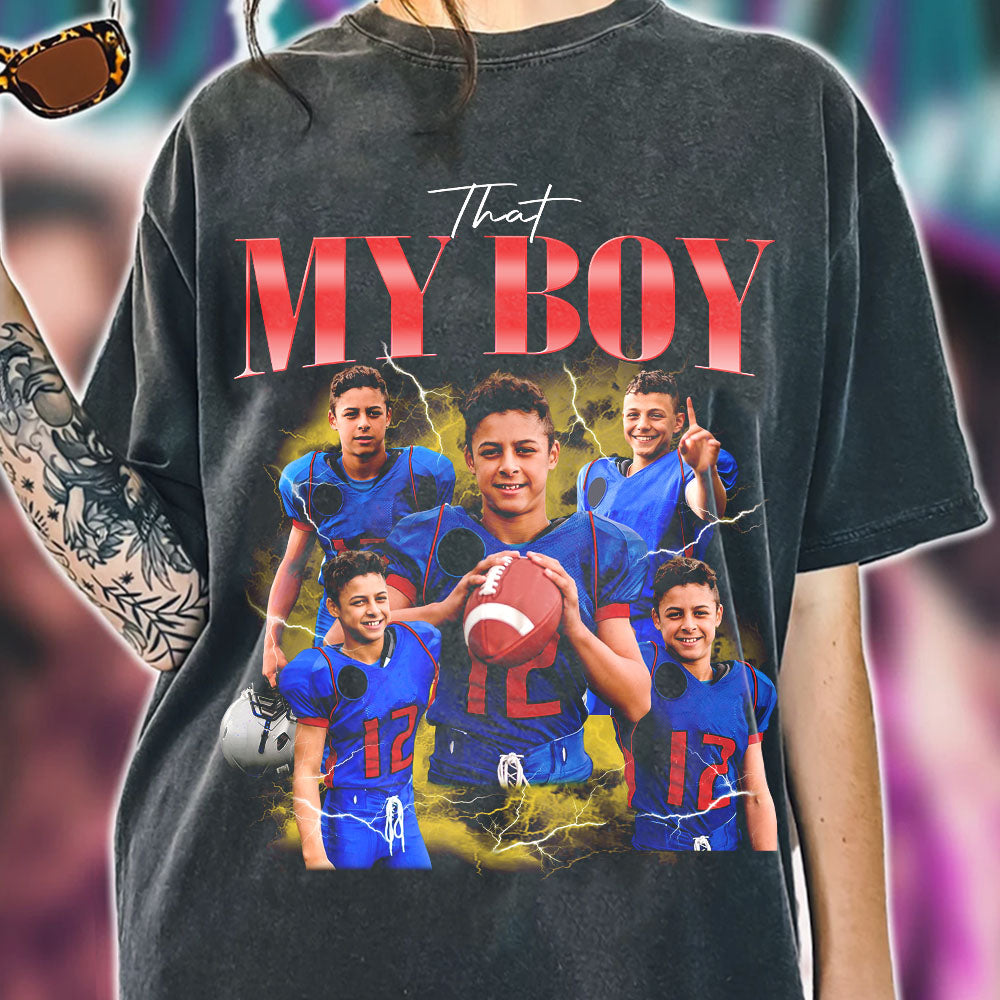 Custom Photo - Vintage Graphic 90s T-shirt That My Boy Football Gameday Shirt Custom Bootleg Rap Tee H2511