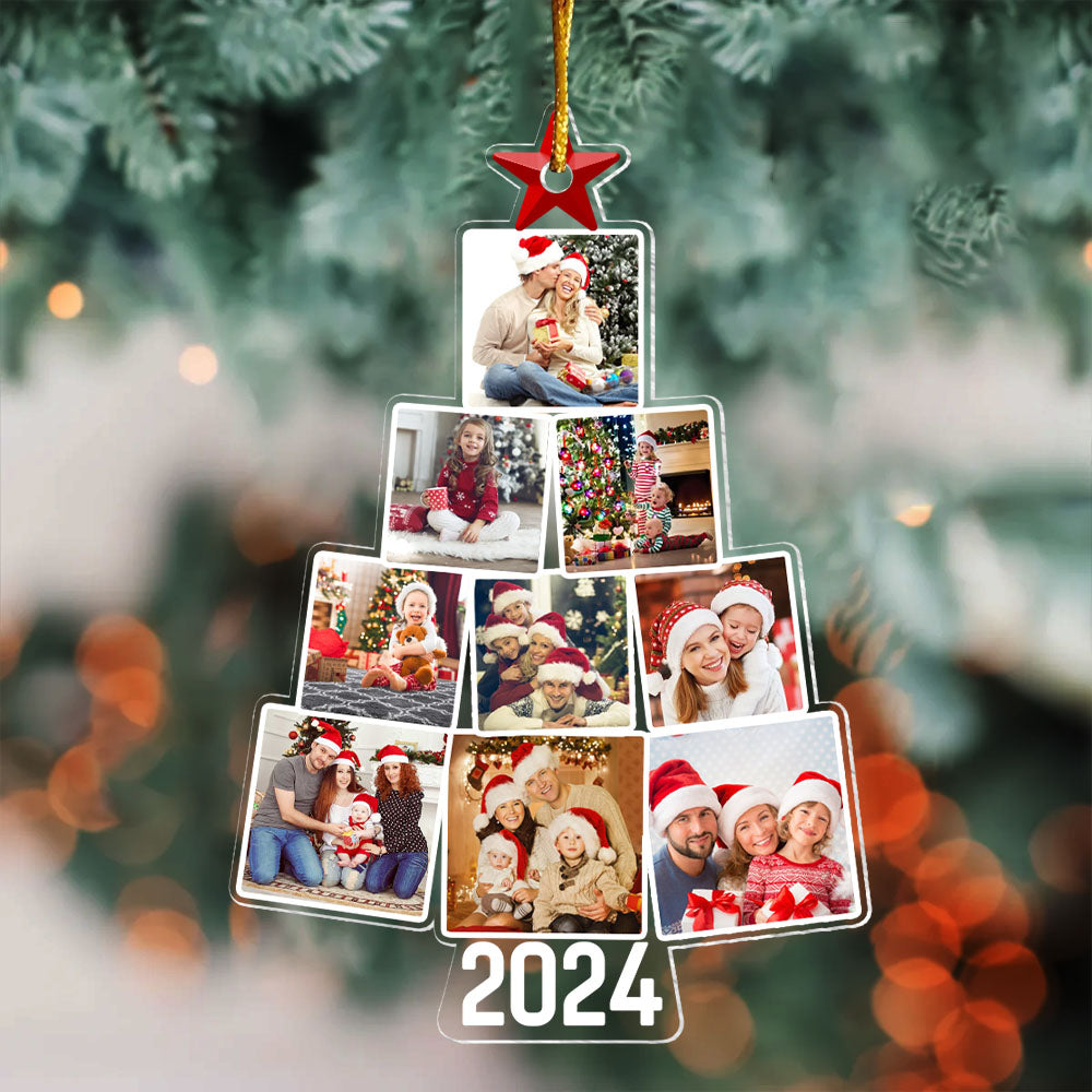 Photo Family Tree Christmas - Personalized Acrylic Photo Ornament