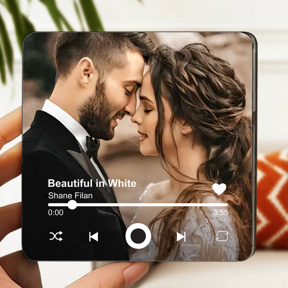 Personalized Music Fridge Magnet, Custom Couple Photo Music Fridge Magnet Chirstmas Gift For Him & Her