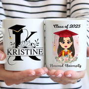 Personalized Graduation Gift, Custom Clipart Flower Graduation Mug, Graduation Class Of 2025