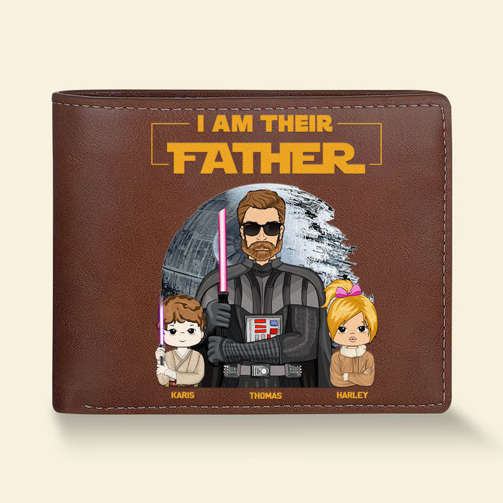 I Am Their Father Custom Leather Wallet For Dad - Father's Day Gift