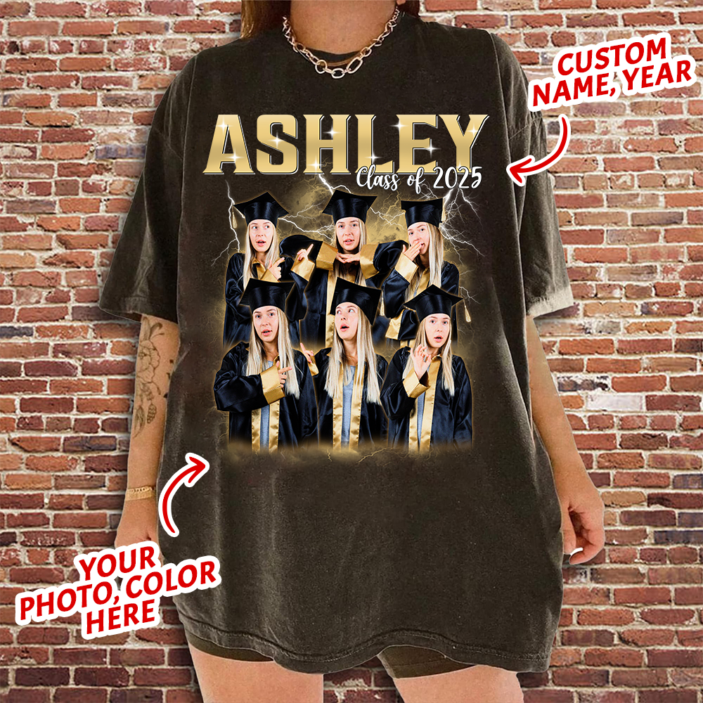 Custom Graduation Bootleg Rap Tee, Custom Photo - Vintage Graphic 90s T-shirt, Custom Photo Shirt, Custom Your Own Bootleg Idea Here, Insert Your Design