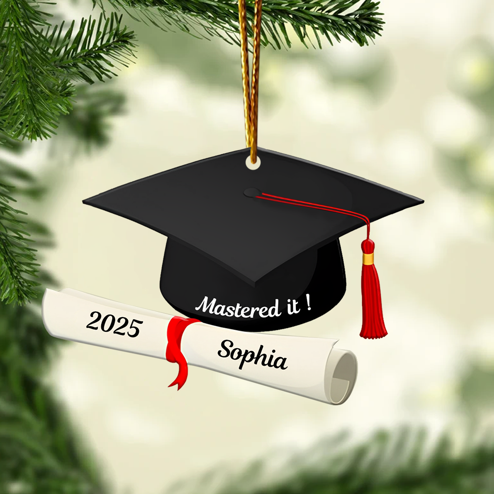 Personalized School Graduation Custom Shape Ornament, Custom Graduation, Class Of 2025, Graduation Gifts, Graduation Christmas Ornament