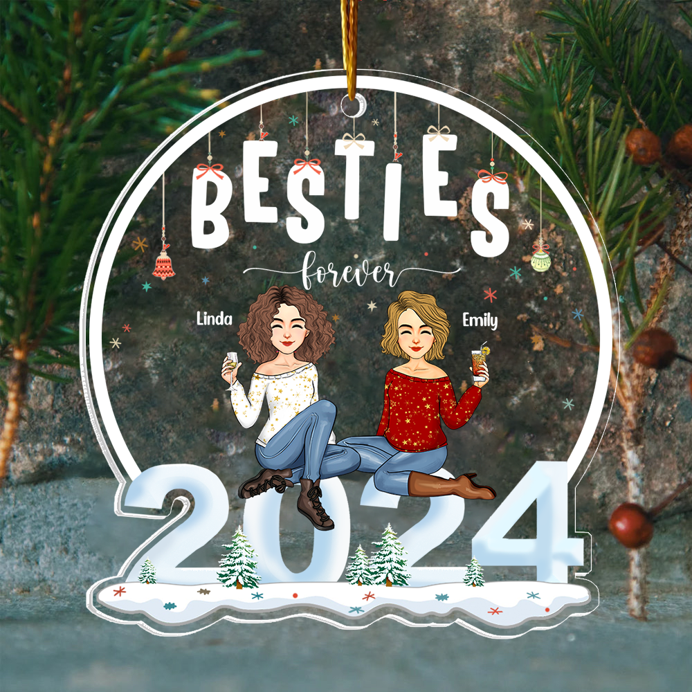 2024 Ornament Besties Forever - Personalized 2024 Shaped Acrylic Ornament