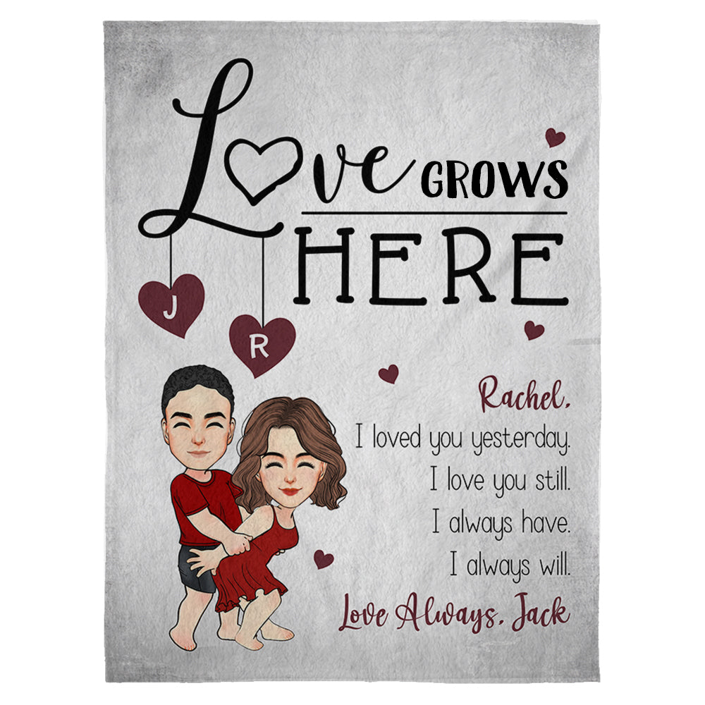 Love Grows Here Couples - Personalized Blanket For Couple