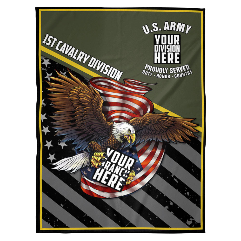 Custom Branch Division Rank Proudly Served Duty Honor Country Eagle Personalized Blanket For Veterans H2511