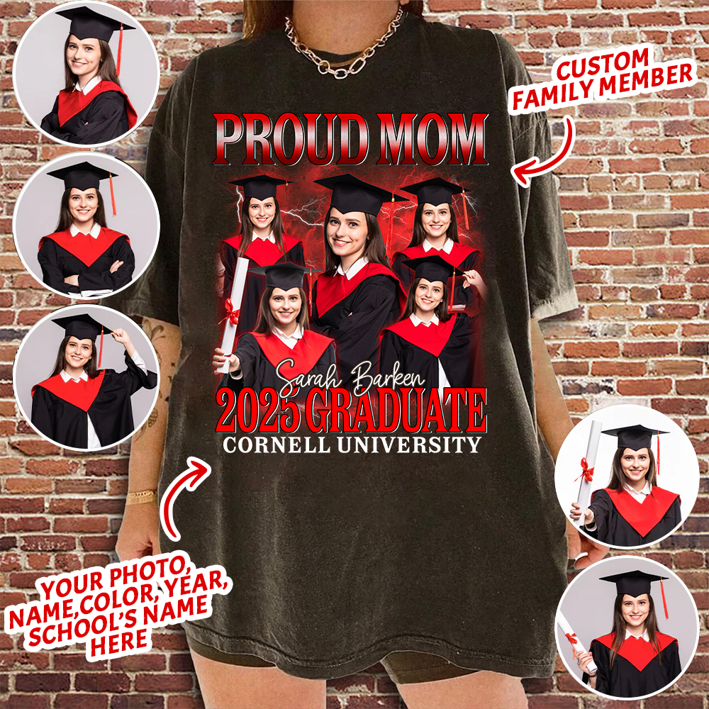 Custom Photo Graduate Shirt, Personalized 2025 Graduation Shirts For Family Member