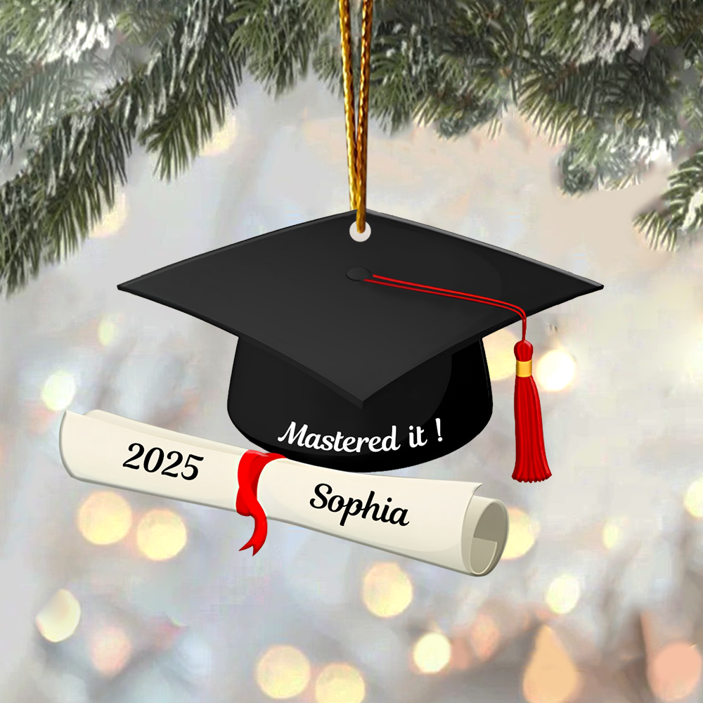Personalized School Graduation Custom Shape Ornament, Custom Graduation, Class Of 2025, Graduation Gifts, Graduation Christmas Ornament
