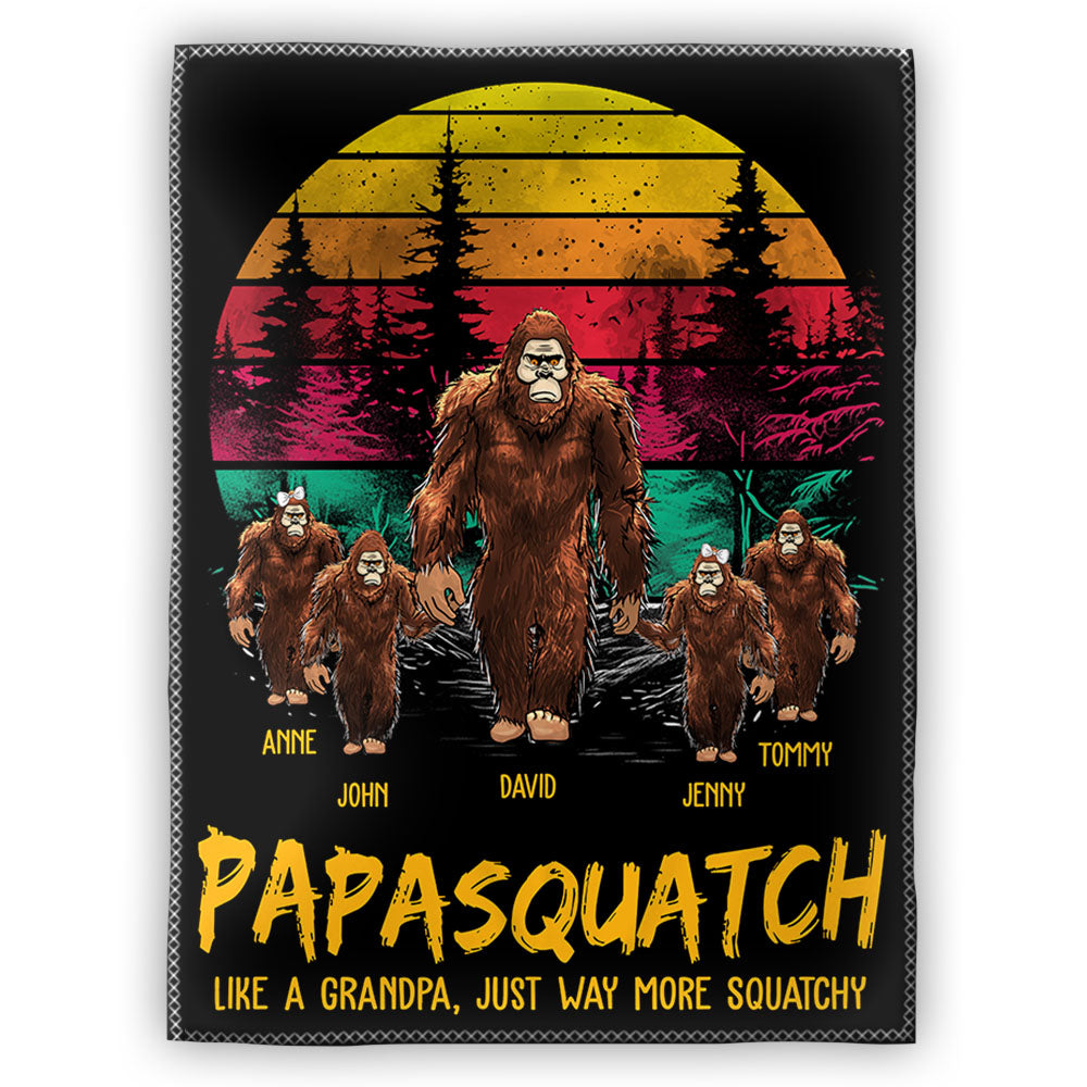 Papasquatch, Like A Grandpa, Just Way More Squatchy - Personalized Vintage Blanket