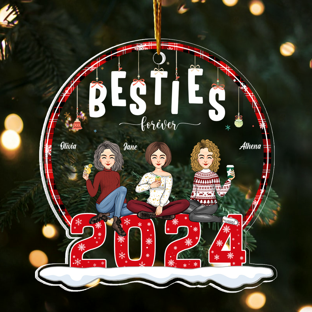 Besties Forever Personalized 2024 Acrylic Ornament