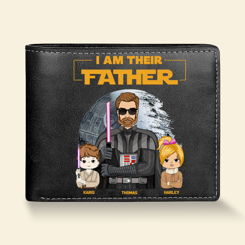 I Am Their Father Custom Leather Wallet For Dad - Father's Day Gift
