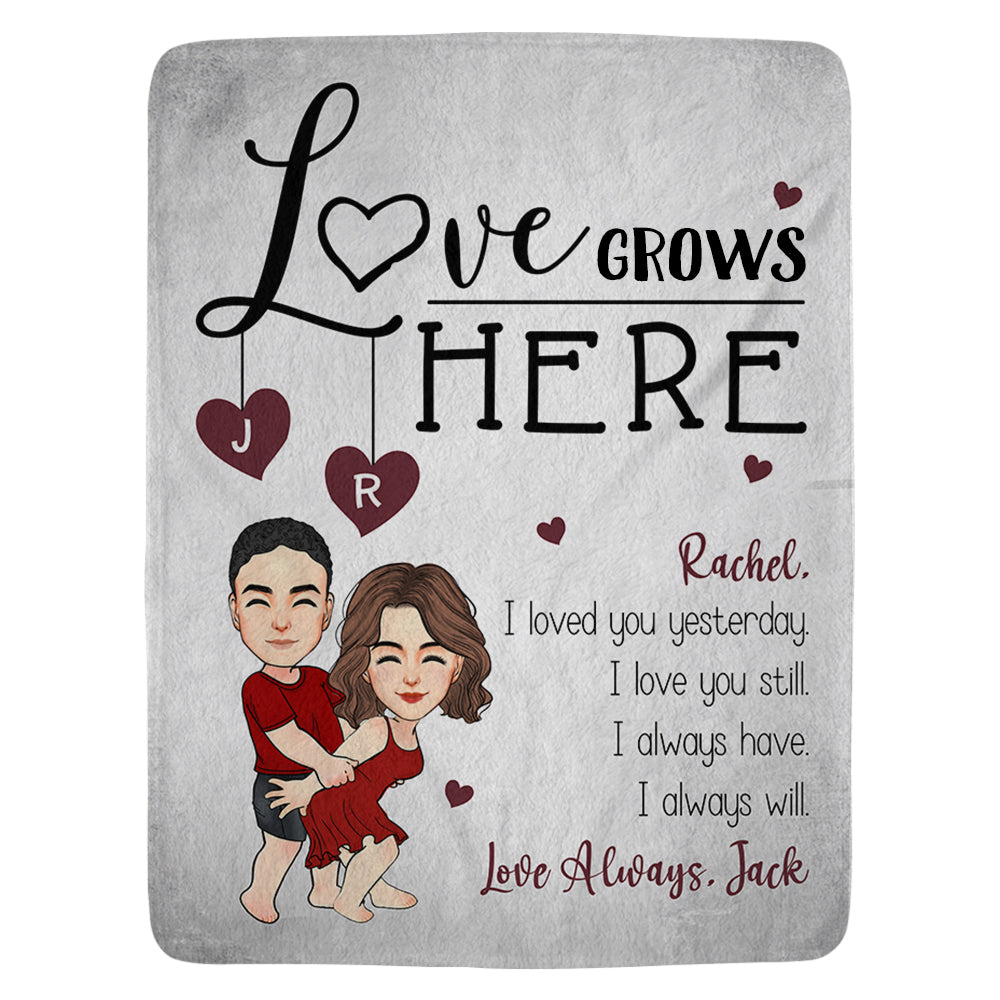 Love Grows Here Couples - Personalized Blanket For Couple