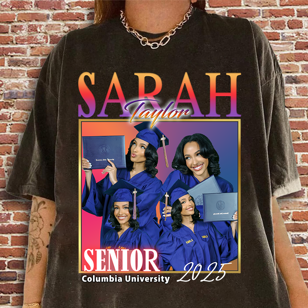 Senior 2025 Vintage Bootleg Rap Tee, Custom Photo Retro Shirt For Graduation M2204