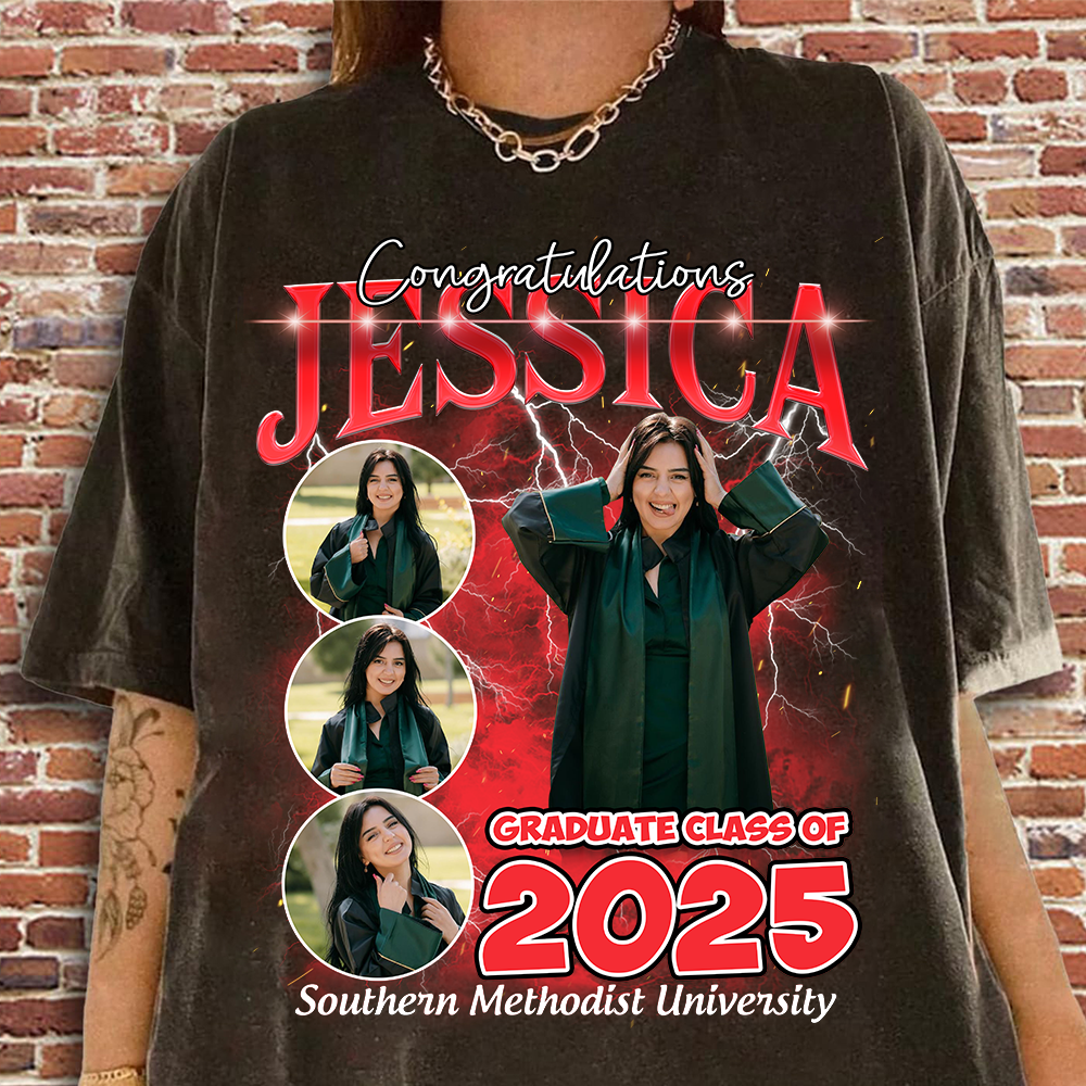 Congratulation Graduation Bootleg Shirt - Custom Graduation T Shirt, Vintage Custom Funny Rap Shirt, Custom Photo Vintage T Shirts, Custom Family Graduation Shirt