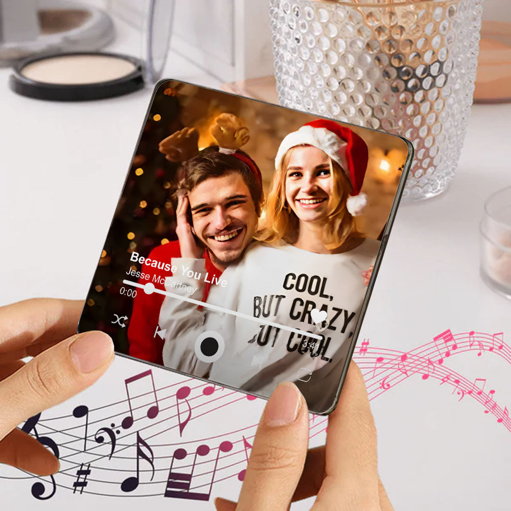 Custom Music Fridge Magnet, Personalized Photo & Music Refrigerator Magnet, Play Song Music Box Ornament, Anniversary Christmas Gift for Him
