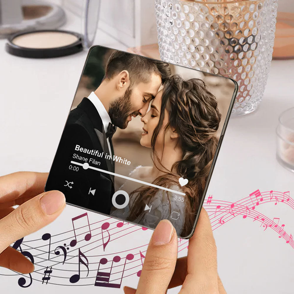 Personalized Music Fridge Magnet, Custom Couple Photo Music Fridge Magnet Chirstmas Gift For Him & Her