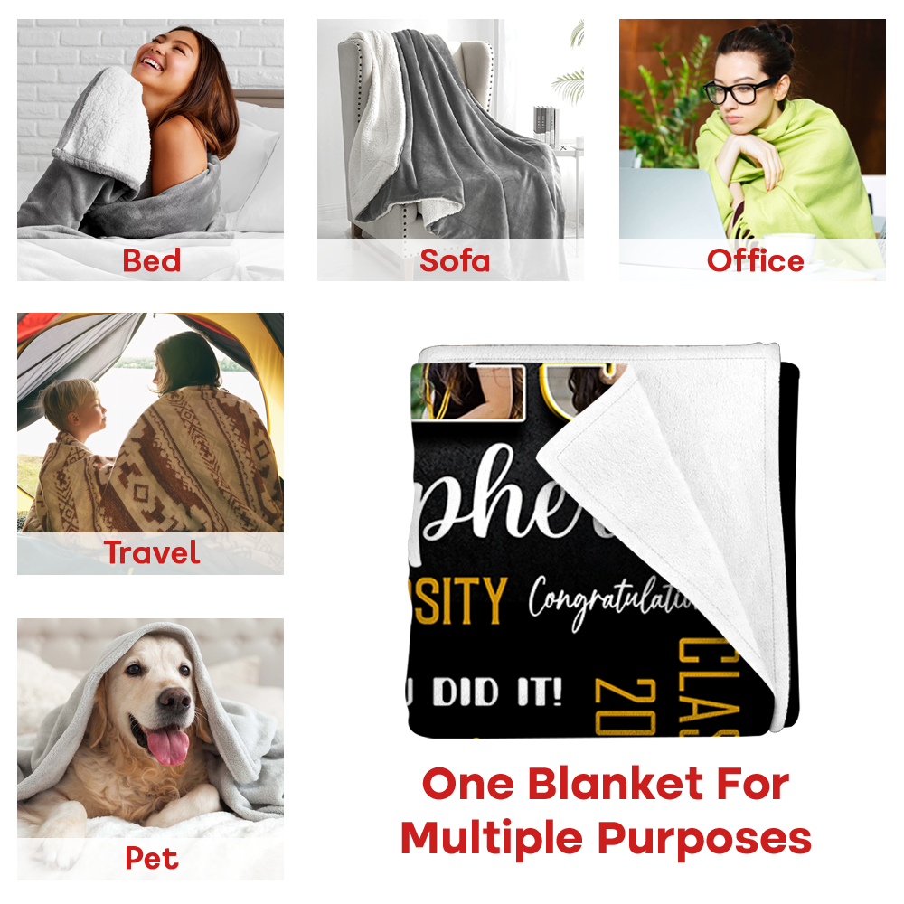 Personalized Graduation 2025 Photo Blanket Gift For College Grads - Graduation Class Of 2025 Gift K1702