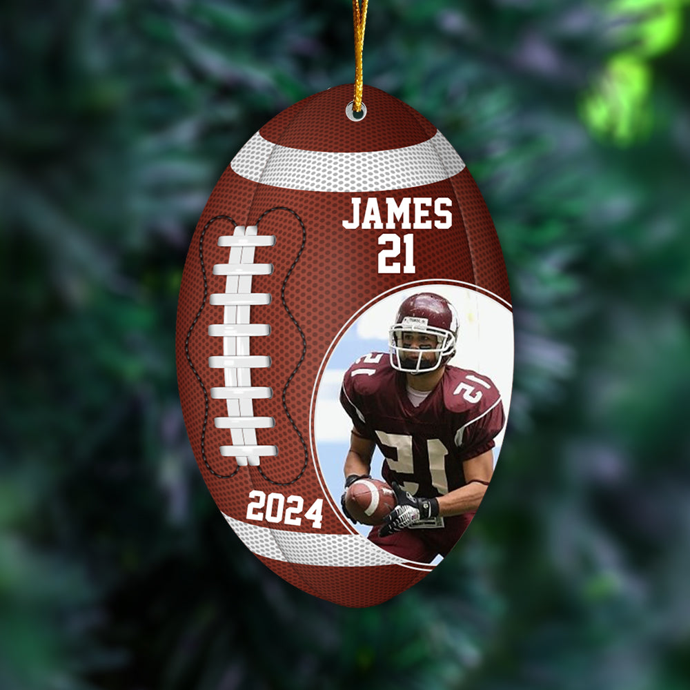 Custom Photo Football Player Ornament - Personalized Acrylic Photo Ornament