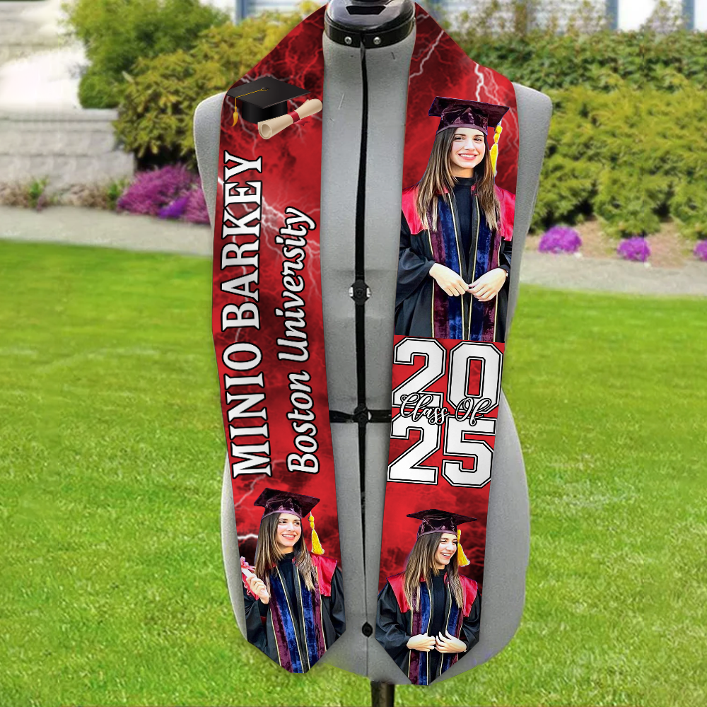 Personalized Photo Graduation Stole - Graduation Gift, Senior Gift, 2025 Graduation HA00