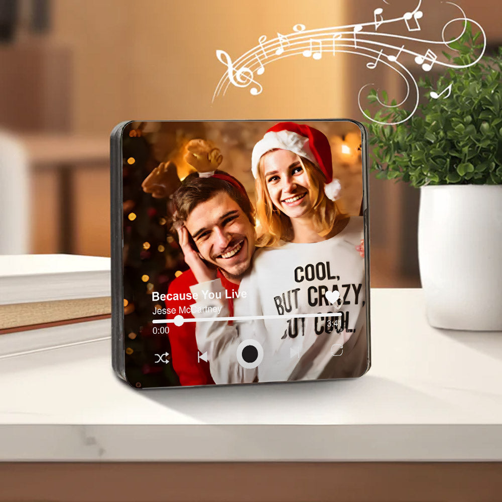 Custom Music Fridge Magnet, Personalized Photo & Music Refrigerator Magnet, Play Song Music Box Ornament, Anniversary Christmas Gift for Him