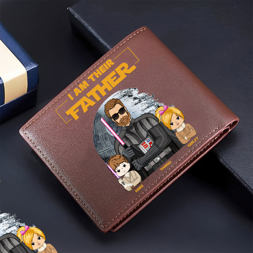 I Am Their Father Custom Leather Wallet For Dad - Father's Day Gift