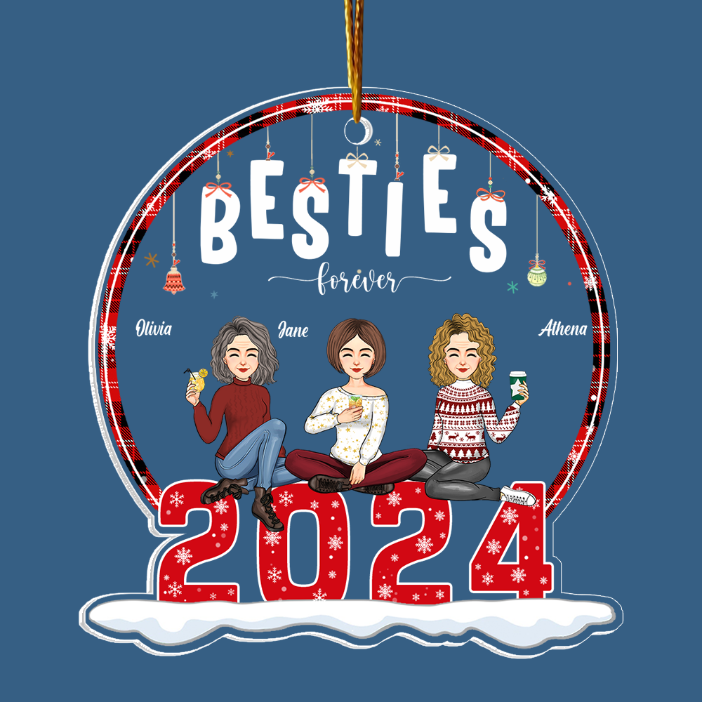 Besties Forever Personalized 2024 Acrylic Ornament