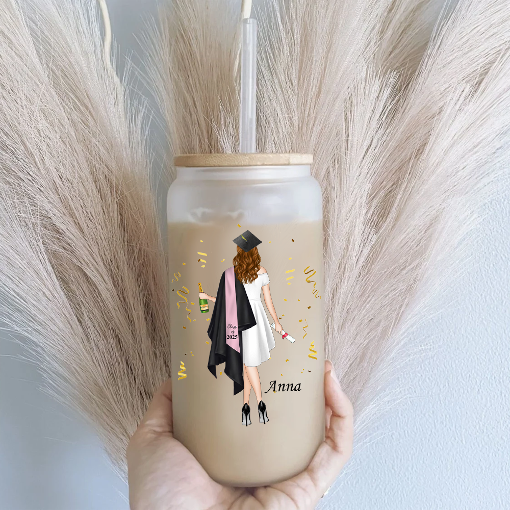 Congratulations Graduates Class Of 2025 - Personalized Clear Glass Can, Gift For Graduation