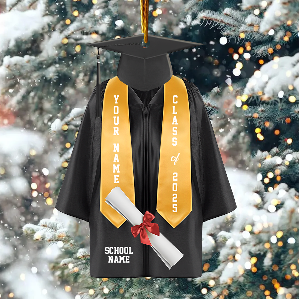 Personalized Graduation Ornament, Custom Name, Color Graduation Gown, Class Of 2025, Graduation Gifts, Graduation Christmas Ornament