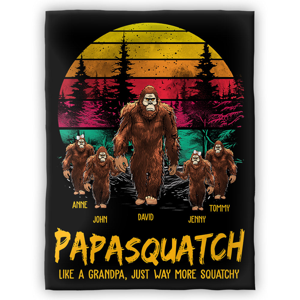 Papasquatch, Like A Grandpa, Just Way More Squatchy - Personalized Vintage Blanket