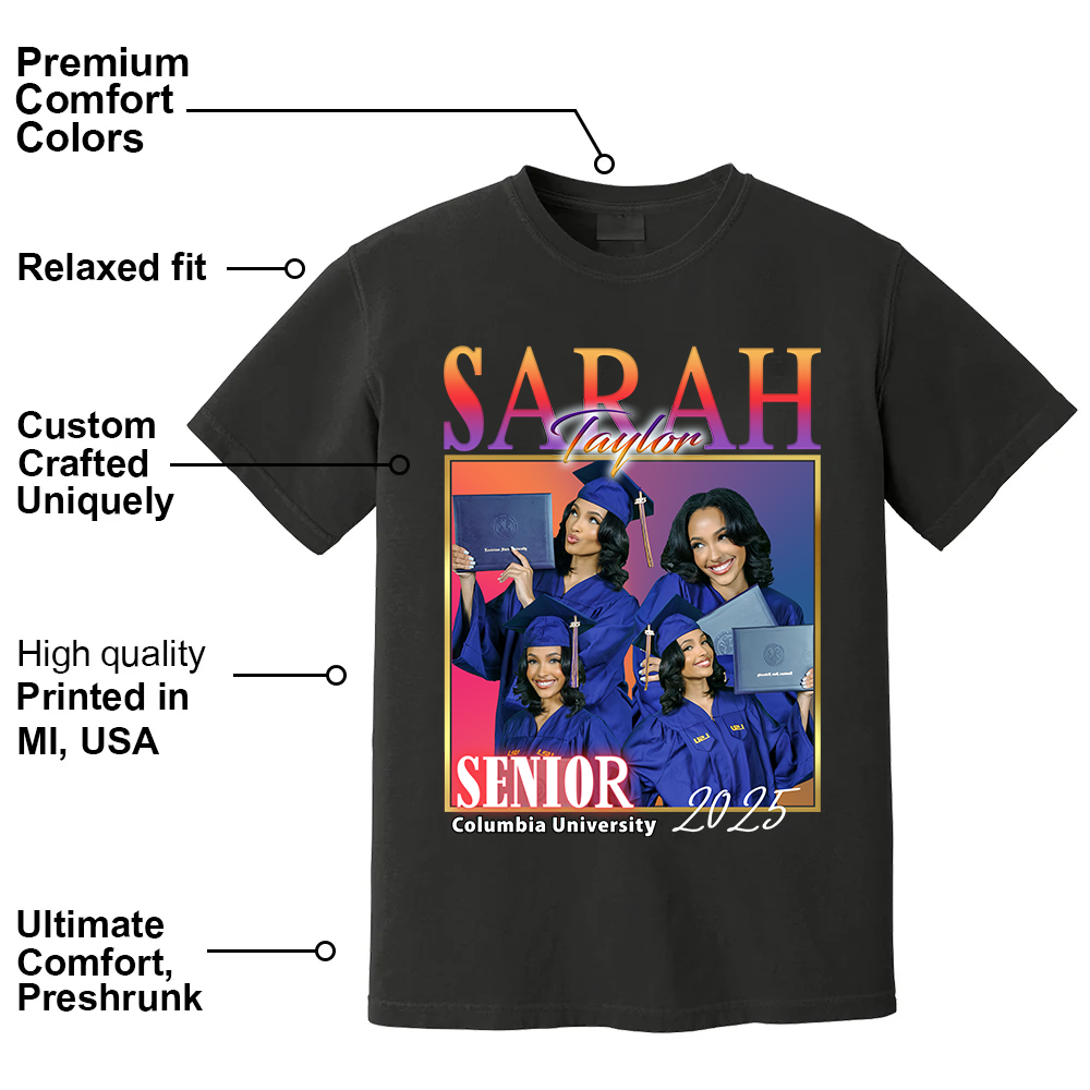 Senior 2025 Vintage Bootleg Rap Tee, Custom Photo Retro Shirt For Graduation M2204