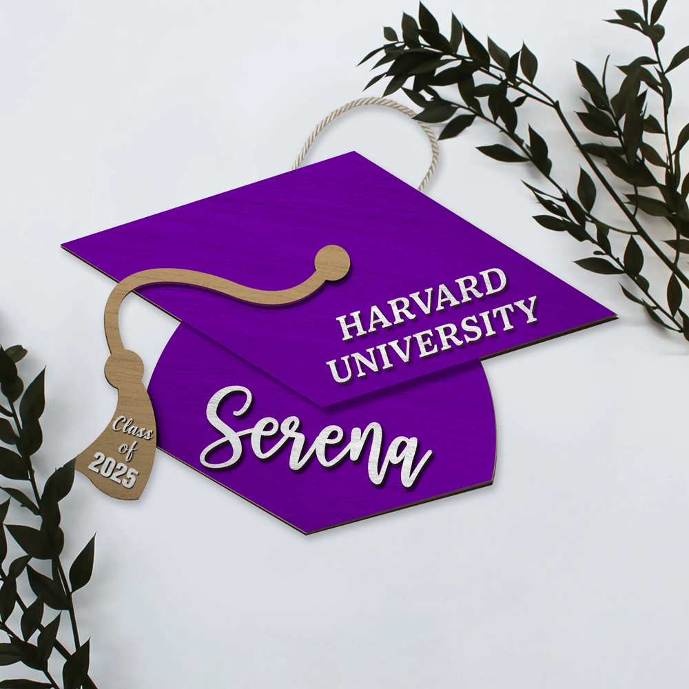 Personalized Graduation Door Decoration Name Graduation Hat Wooden Sign For Door Senior 2025