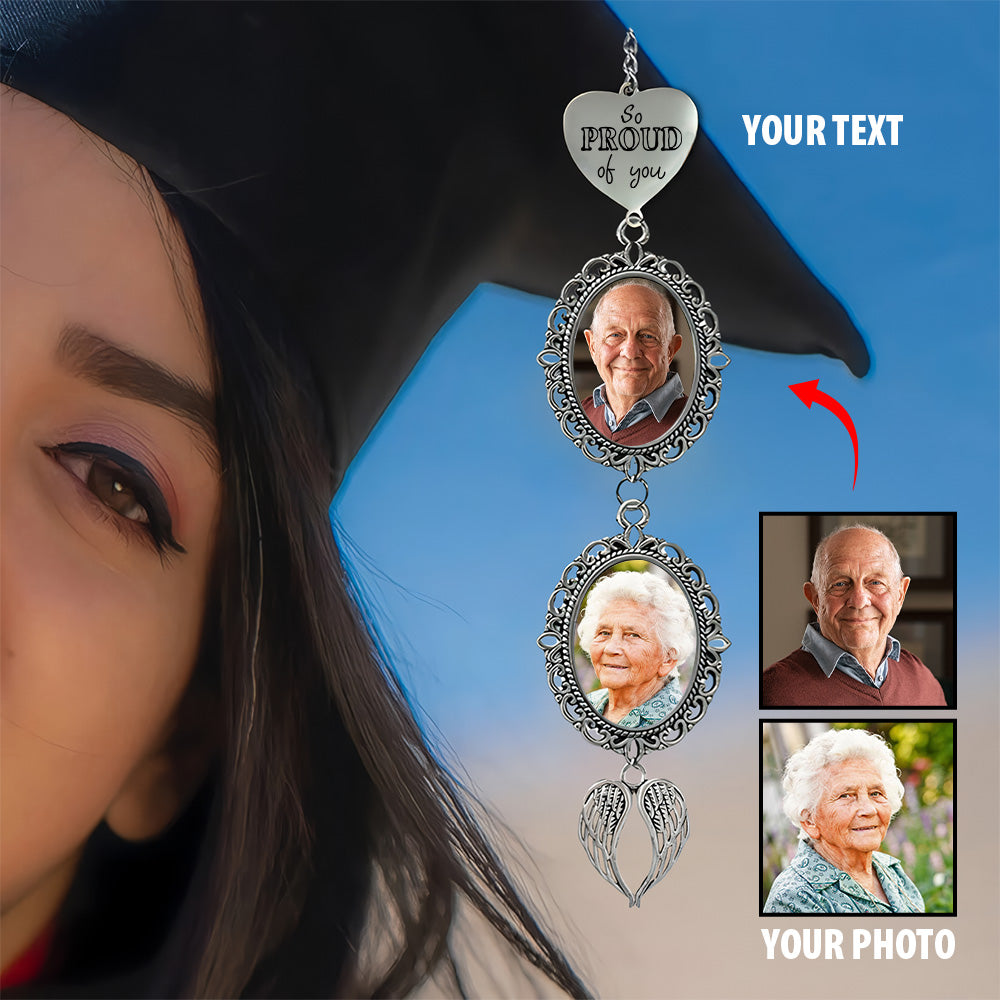 So Proud Of You - Personalized Memorial Graduation Tassel Photo Charm