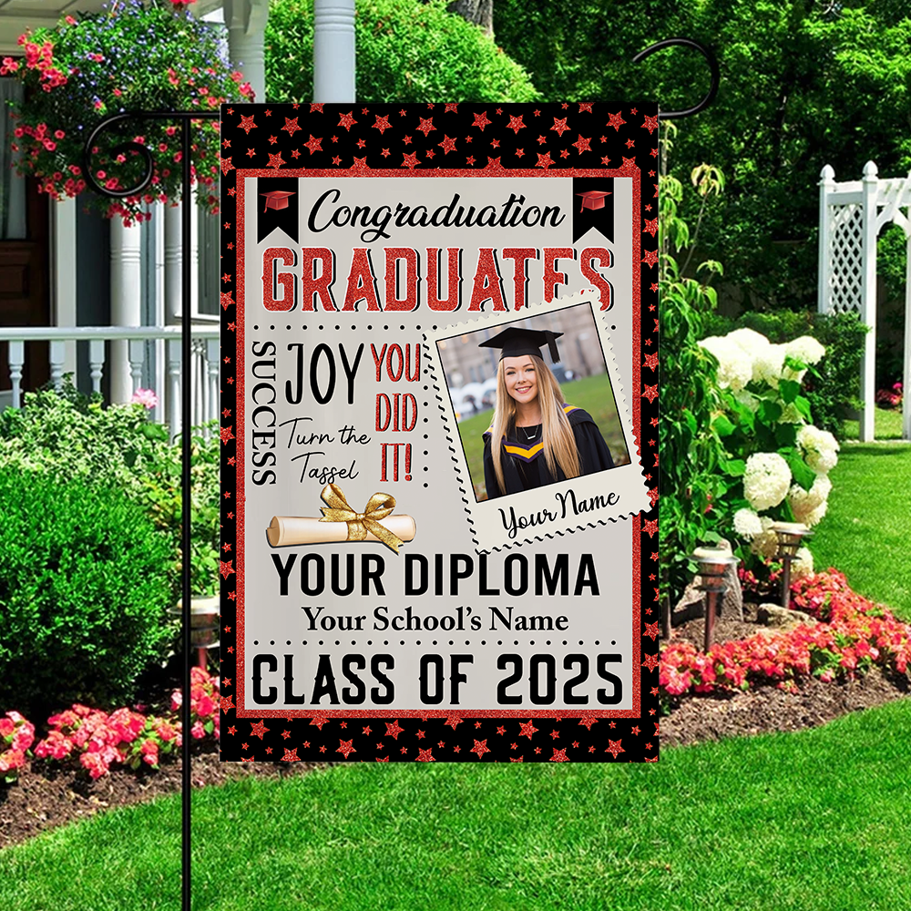 Personalized Garden Flag Best Gift Idea Graduation Class of 2025 Senior Gift K1702