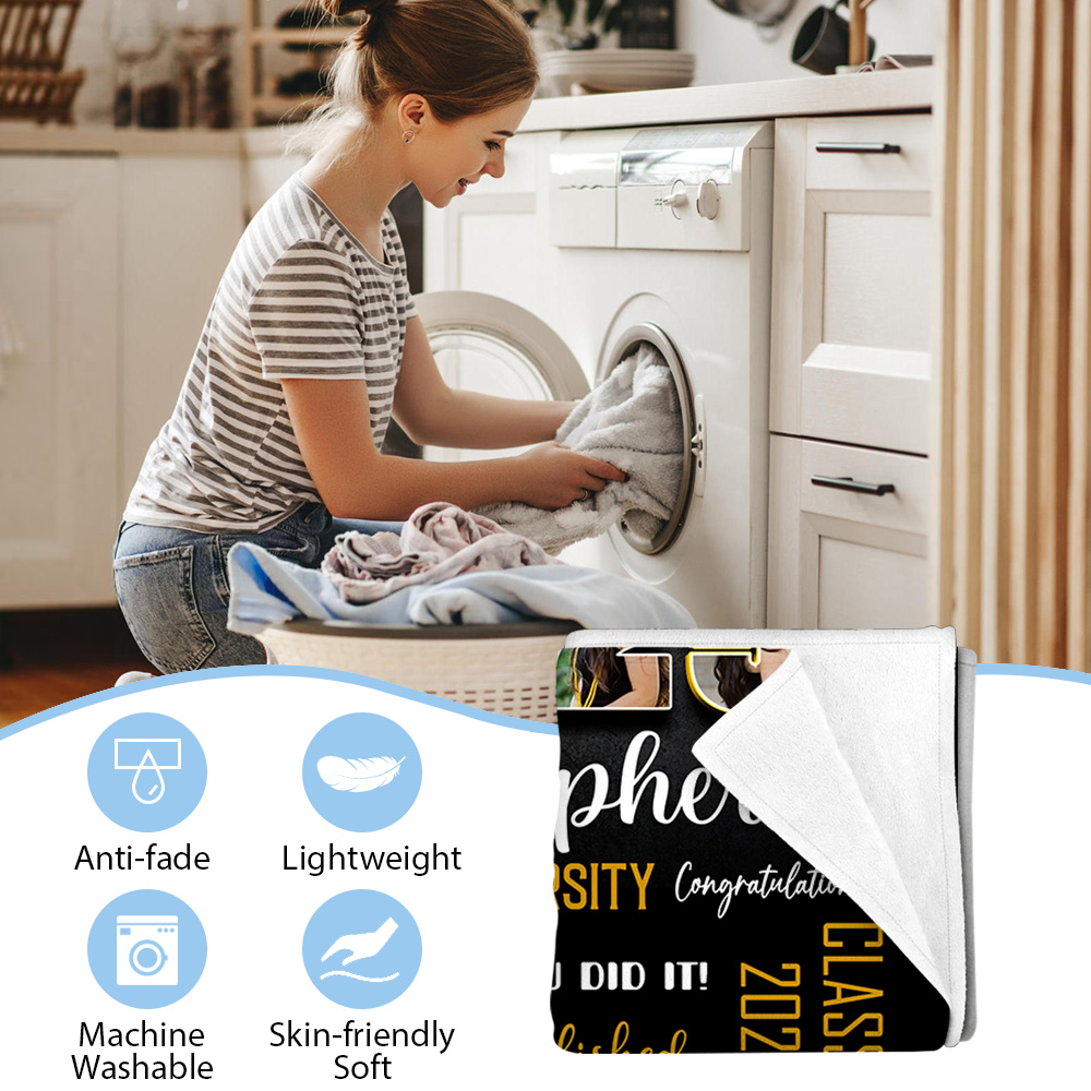 Personalized Graduation 2025 Photo Blanket Gift For College Grads - Graduation Class Of 2025 Gift K1702