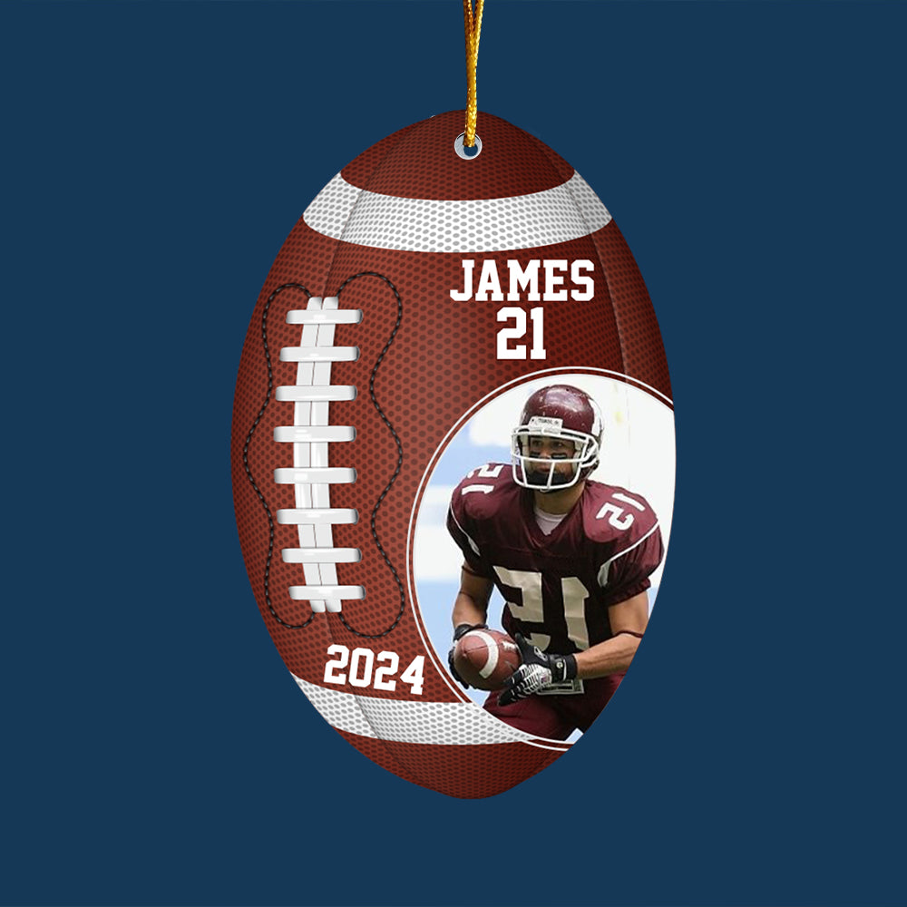 Custom Photo Football Player Ornament - Personalized Acrylic Photo Ornament