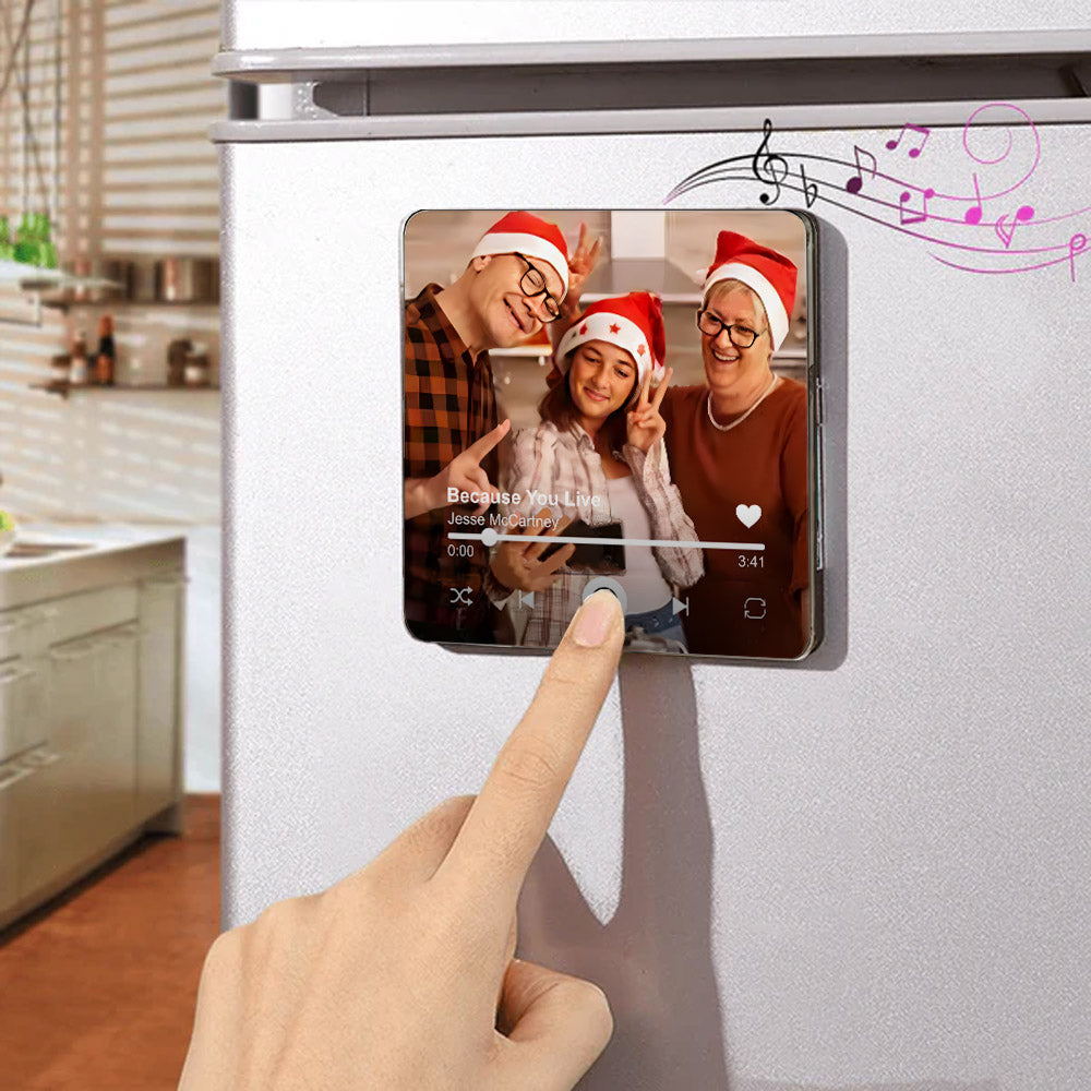 Custom Music Fridge Magnet, Personalized Photo & Music Refrigerator Magnet, Play Song Music Box Ornament, Anniversary Christmas Gift for Him