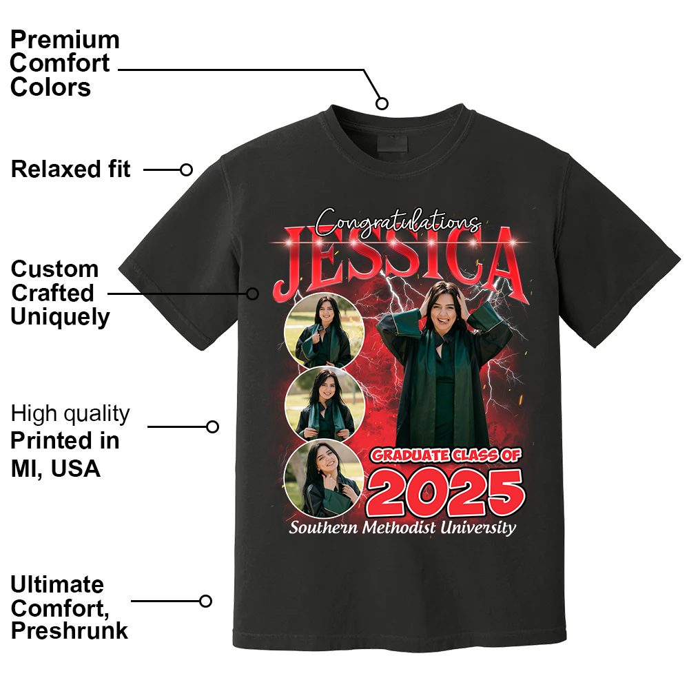 Congratulation Graduation Bootleg Shirt - Custom Graduation T Shirt, Vintage Custom Funny Rap Shirt, Custom Photo Vintage T Shirts, Custom Family Graduation Shirt
