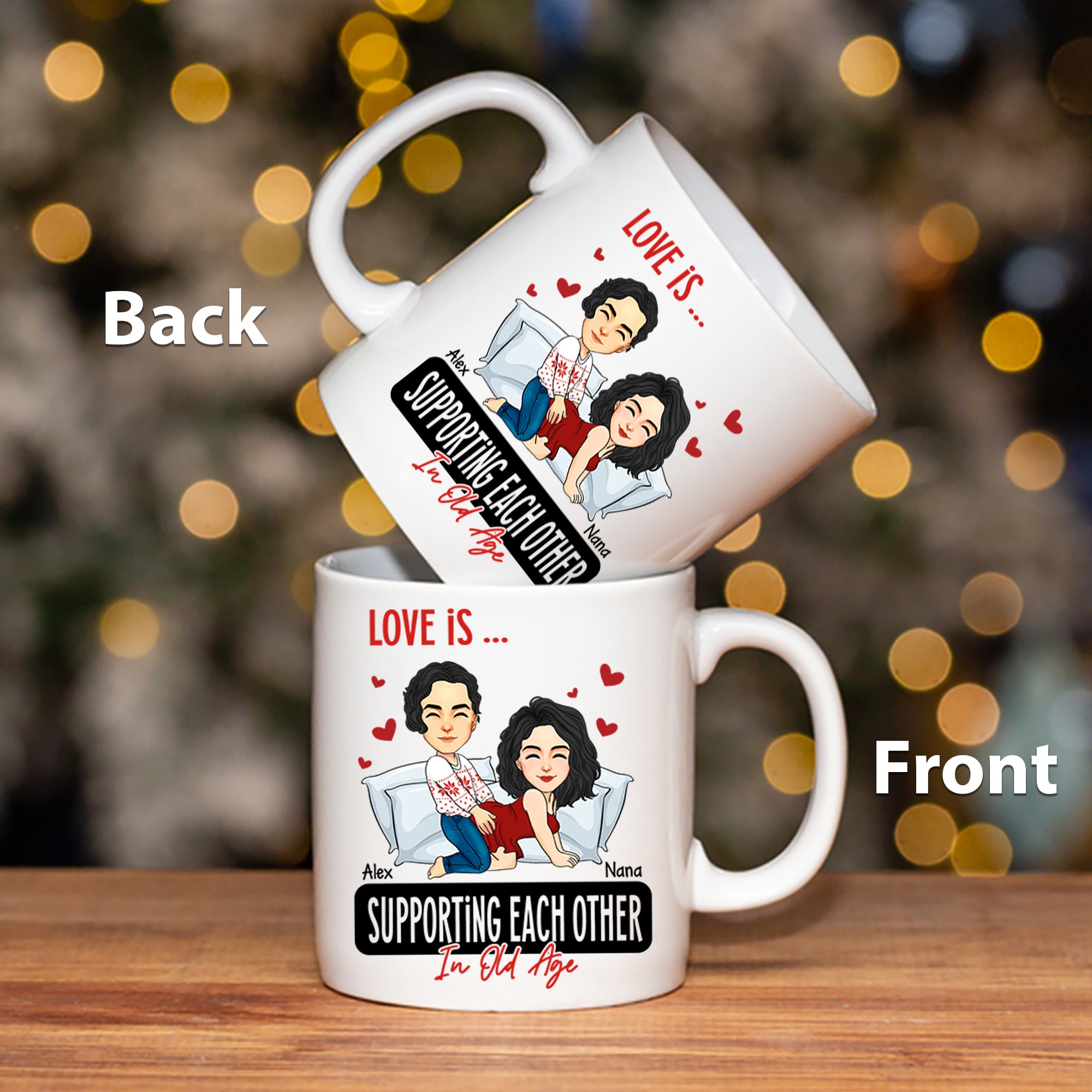 Love Is ... Supporting Each Other In Old Age - Funny Naughty Gifts For Couples - Personalized Mug